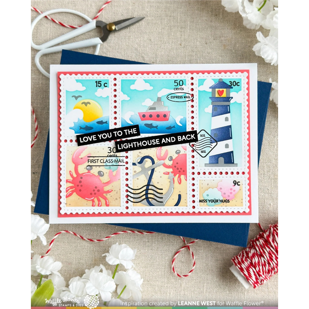 Waffle Flower - Postage Collage Coastal Stencil
