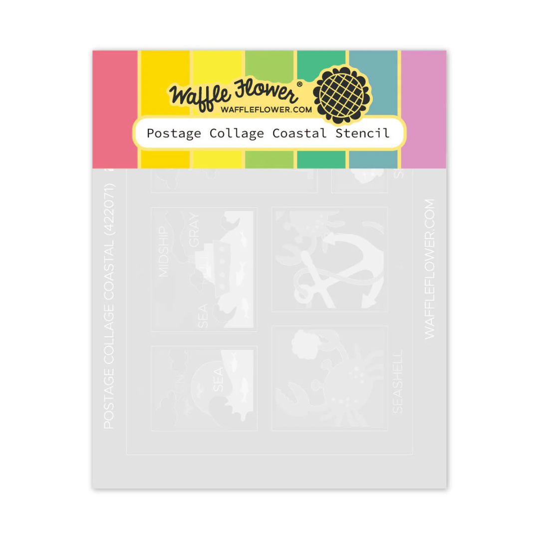 Waffle Flower - Postage Collage Coastal Stencil