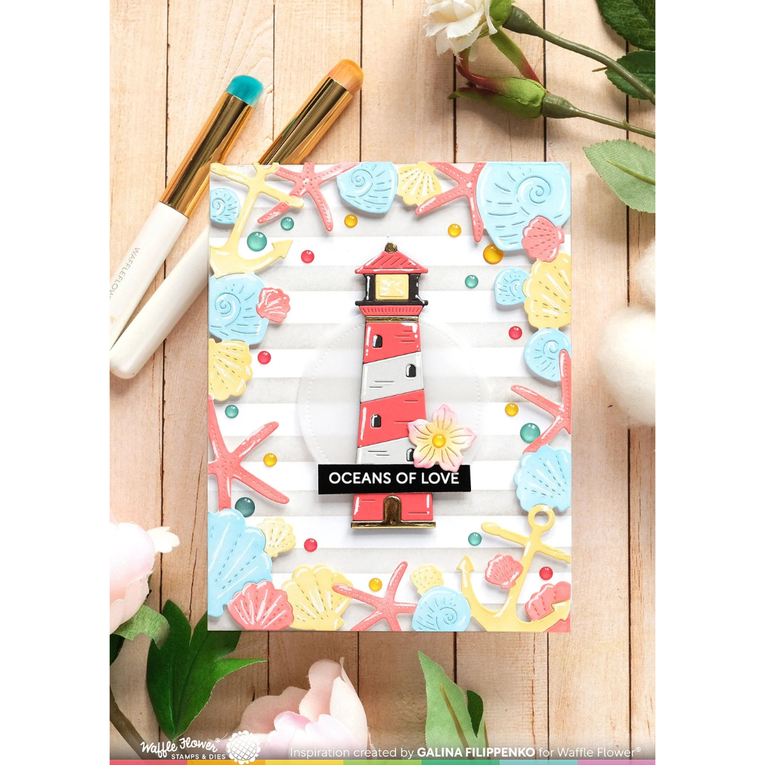 Waffle Flower - Seashell Frame Coloring Stencil