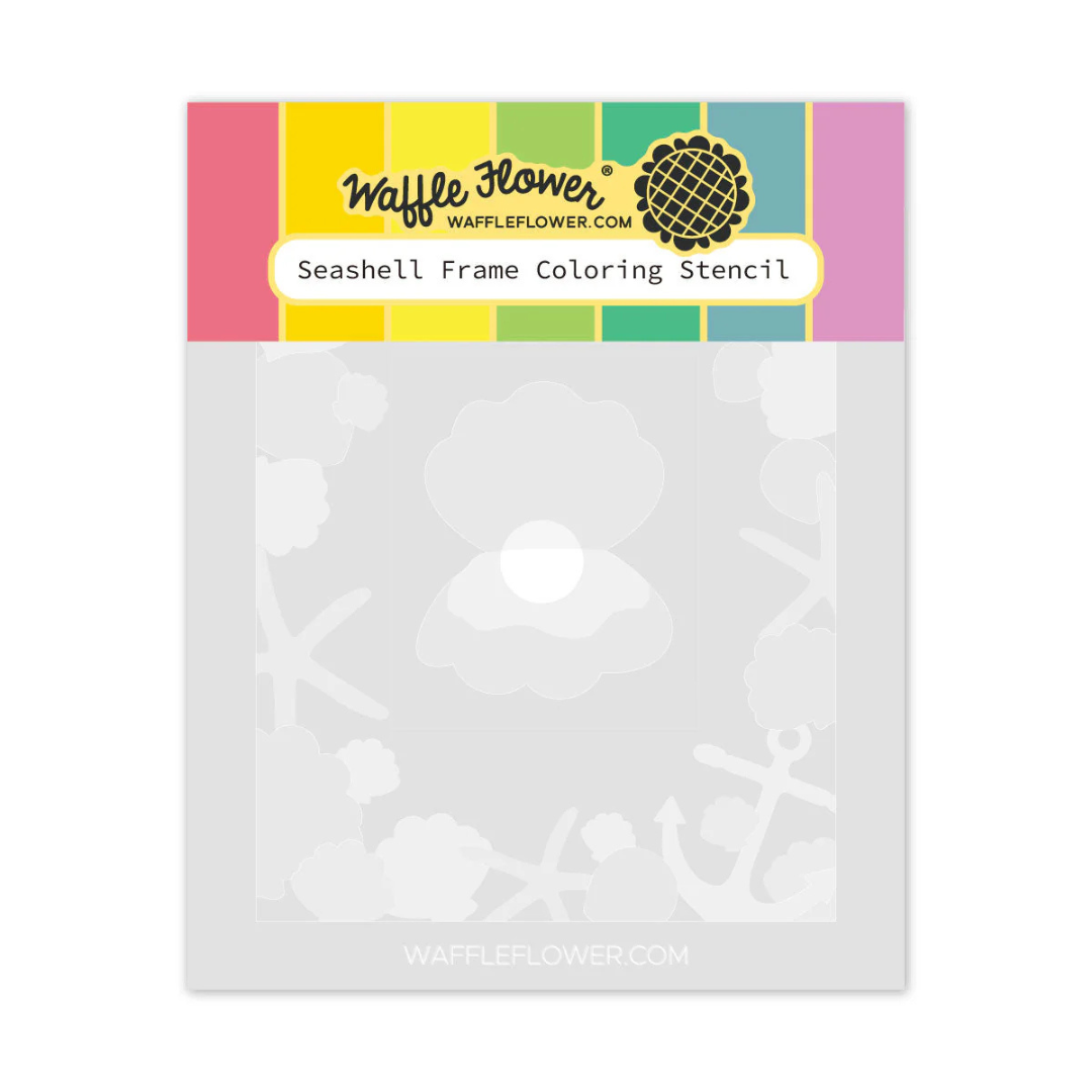 Waffle Flower - Seashell Frame Coloring Stencil