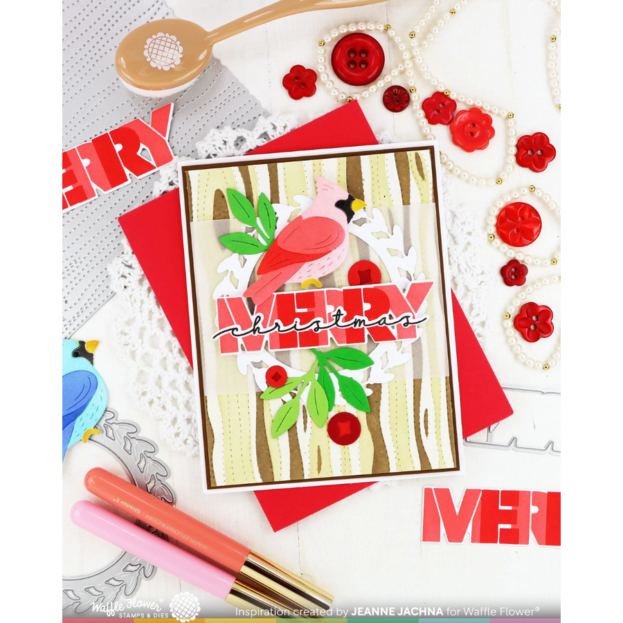 Waffle Flower - Overlapping Merry Additions Matching Die