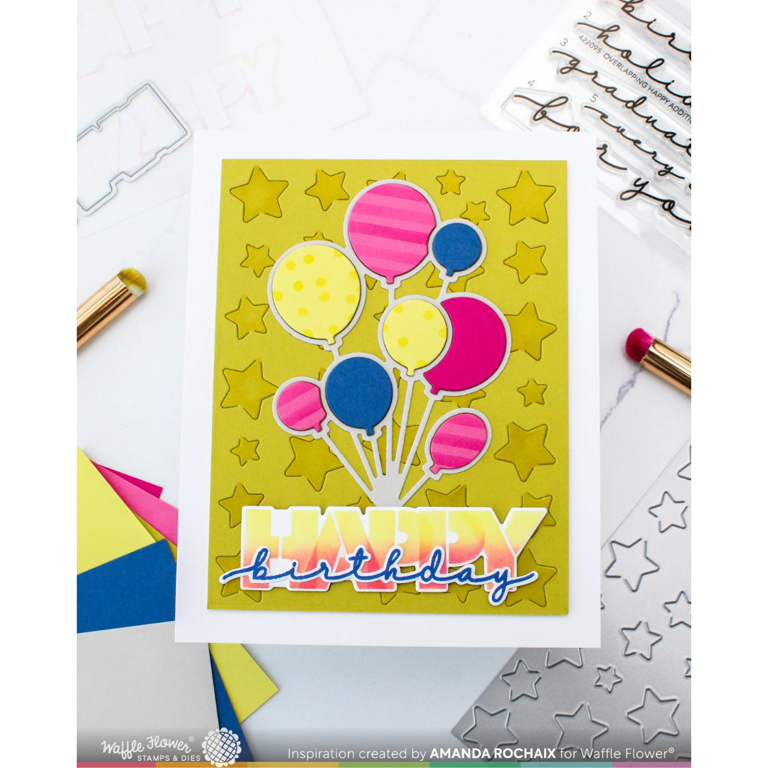 Waffle Flower - Overlapping Happy Additions Matching Die