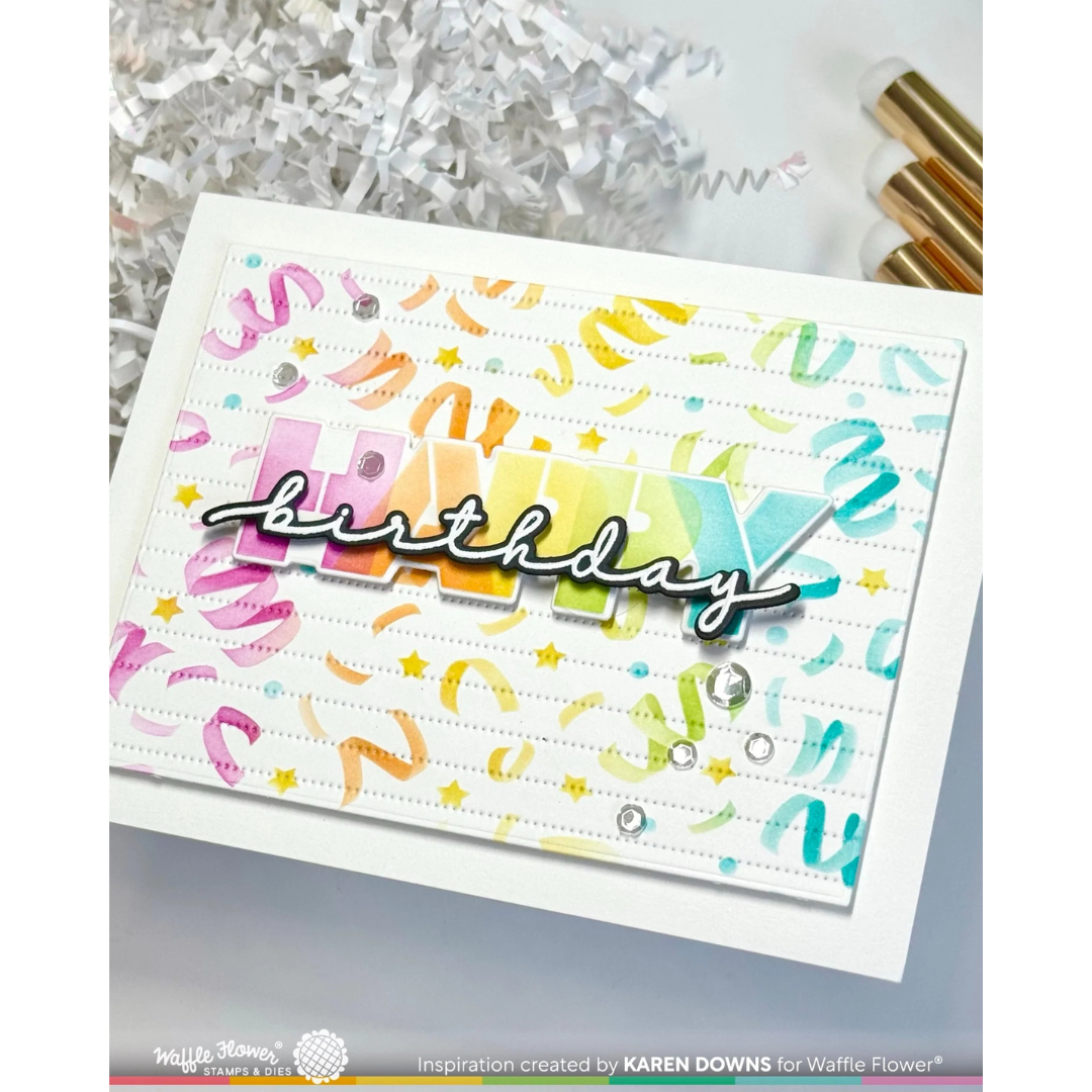 Waffle Flower - Overlapping Happy Additions Stamp Set