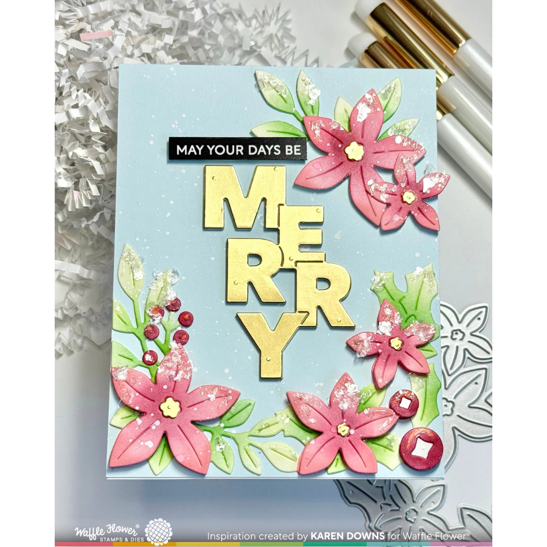 Waffle Flower - Overlapping Vertical Merry Word Die