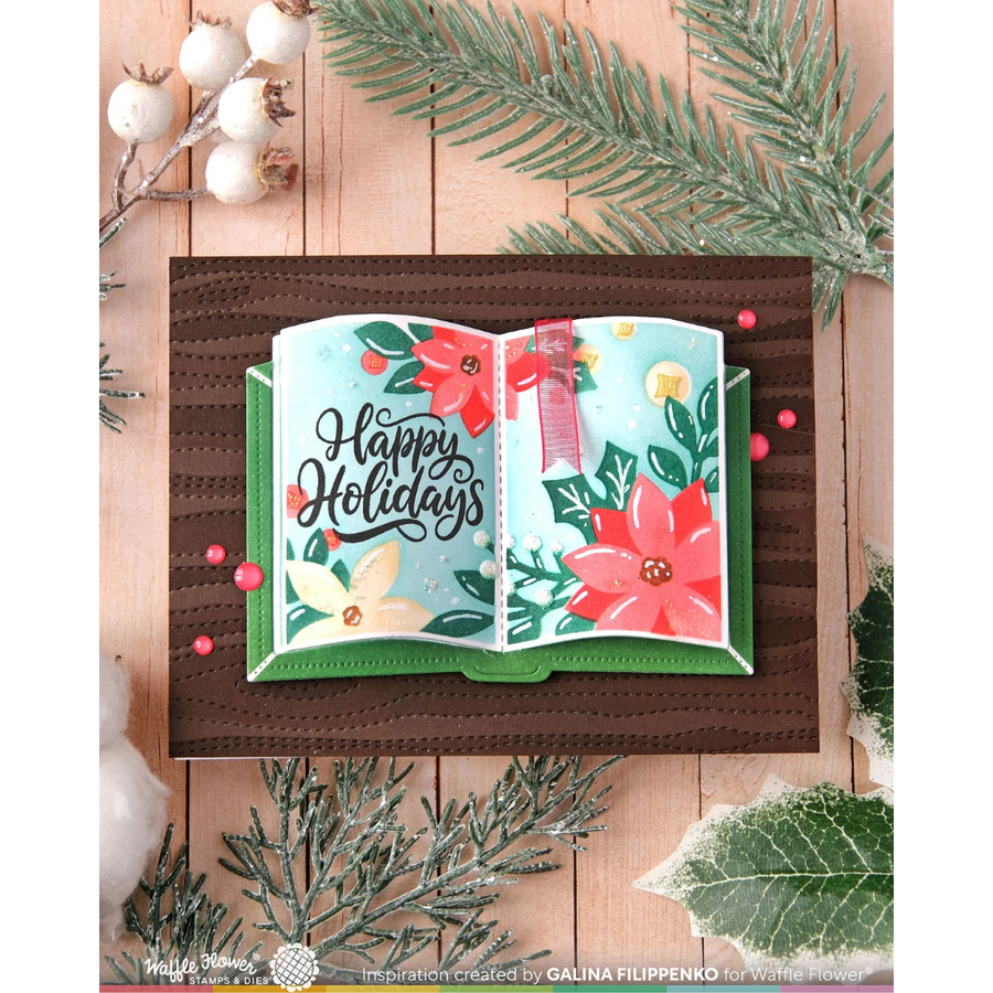 Waffle Flower - Open Book Poinsettia Stencil