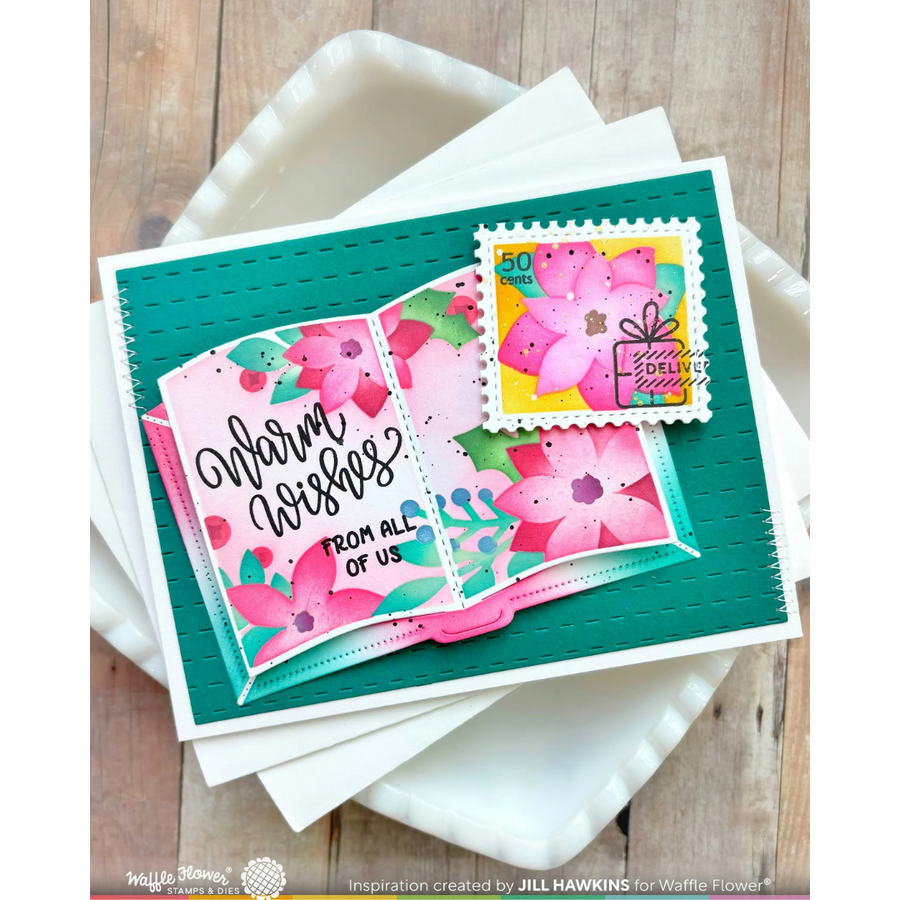 Waffle Flower - Open Book Poinsettia Stencil