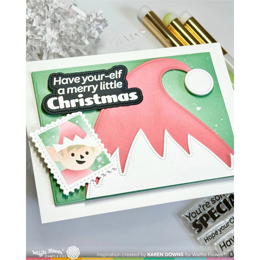 Waffle Flower - Elf-tastic Sentiments Piercing Matching Die
