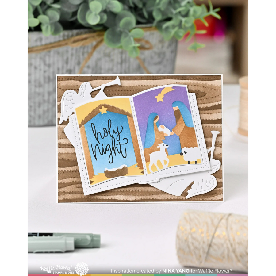 Waffle Flower - Open Book Nativity Stencil