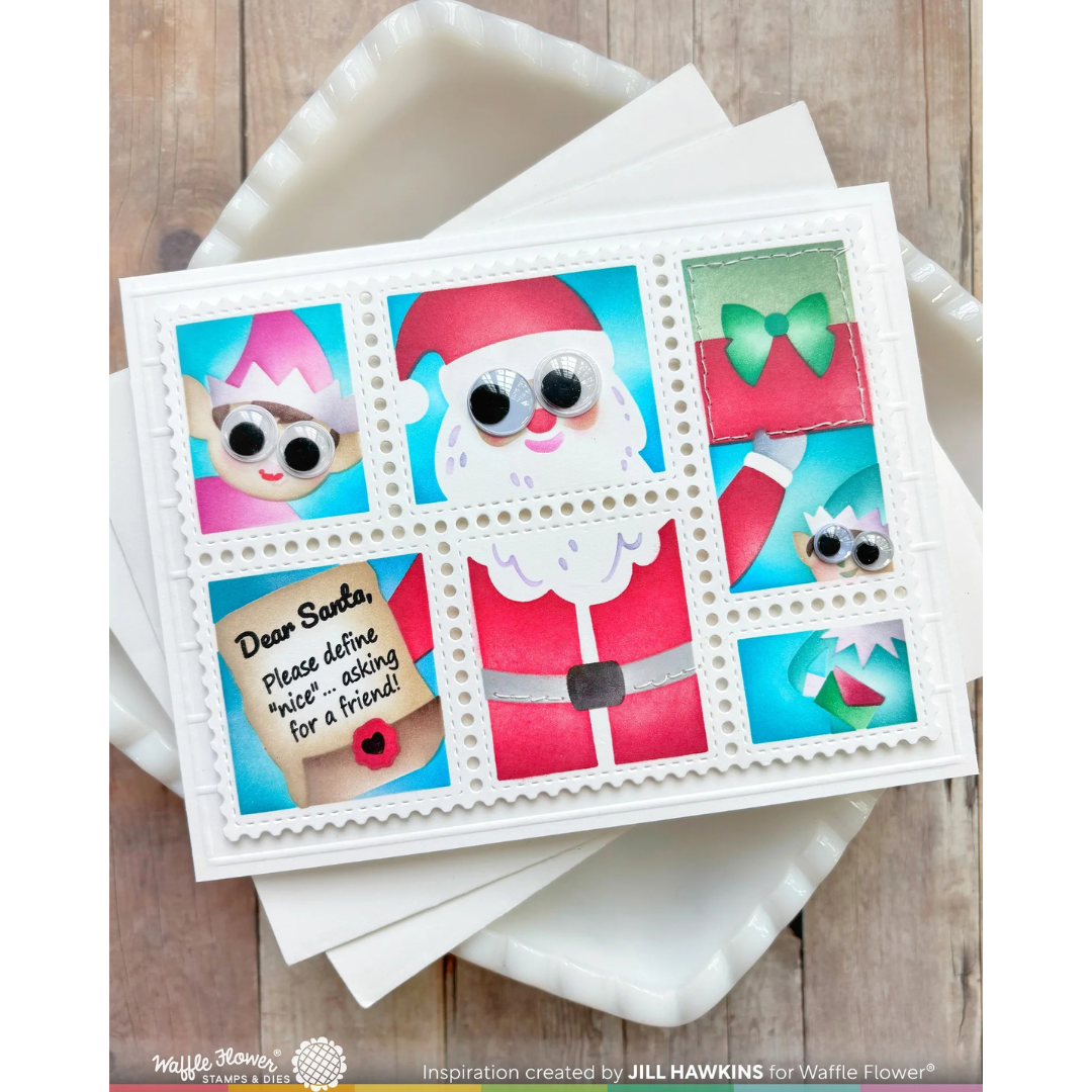 Waffle Flower - Postage Collage Dear Santa Stencil