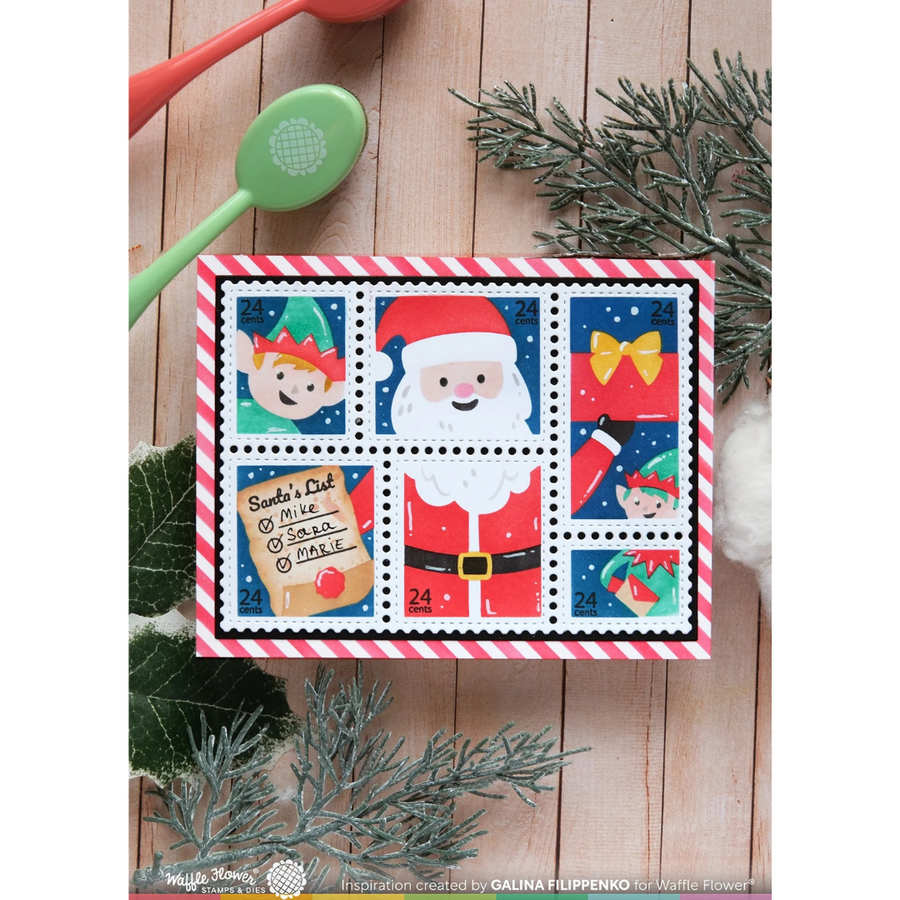 Waffle Flower - Postage Collage Dear Santa Stencil