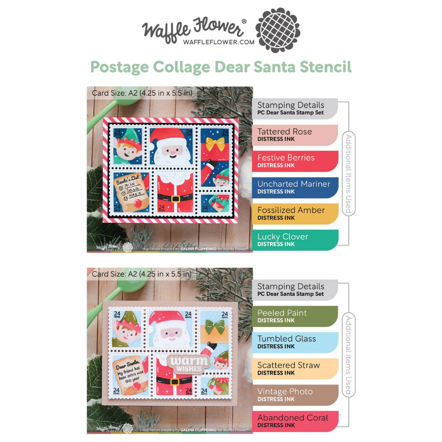 Waffle Flower - Postage Collage Dear Santa Stencil