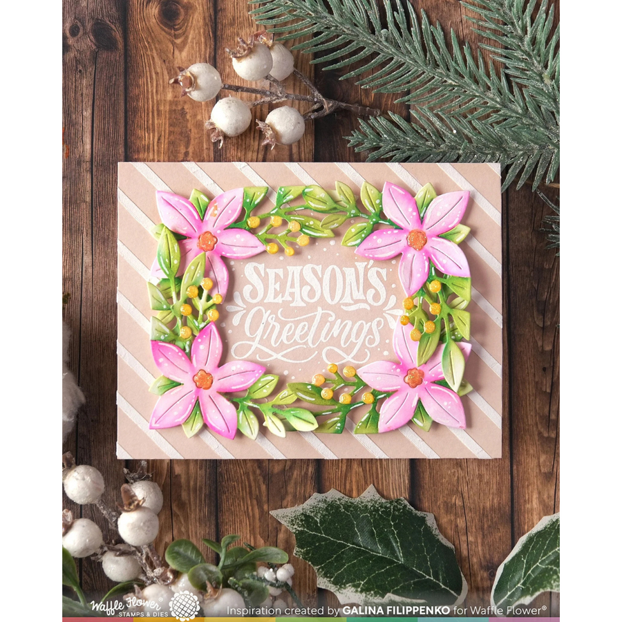Waffle Flower - Poinsettia Frame Coloring Stencil