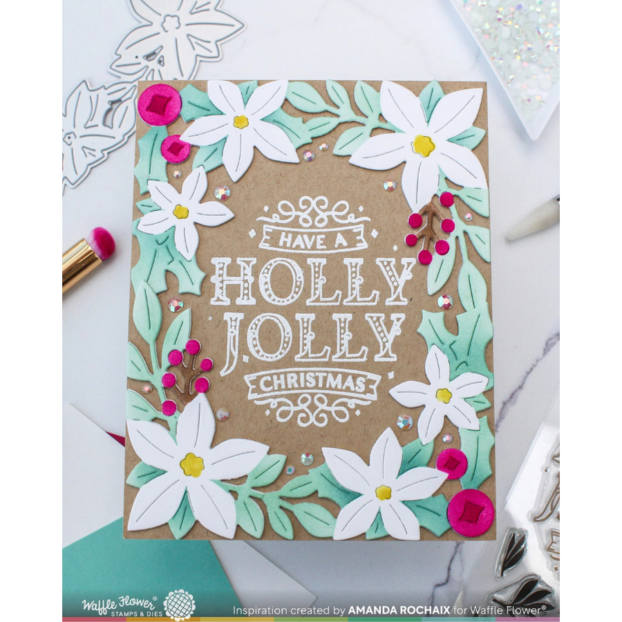 Waffle Flower - Poinsettia Frame Coloring Stencil