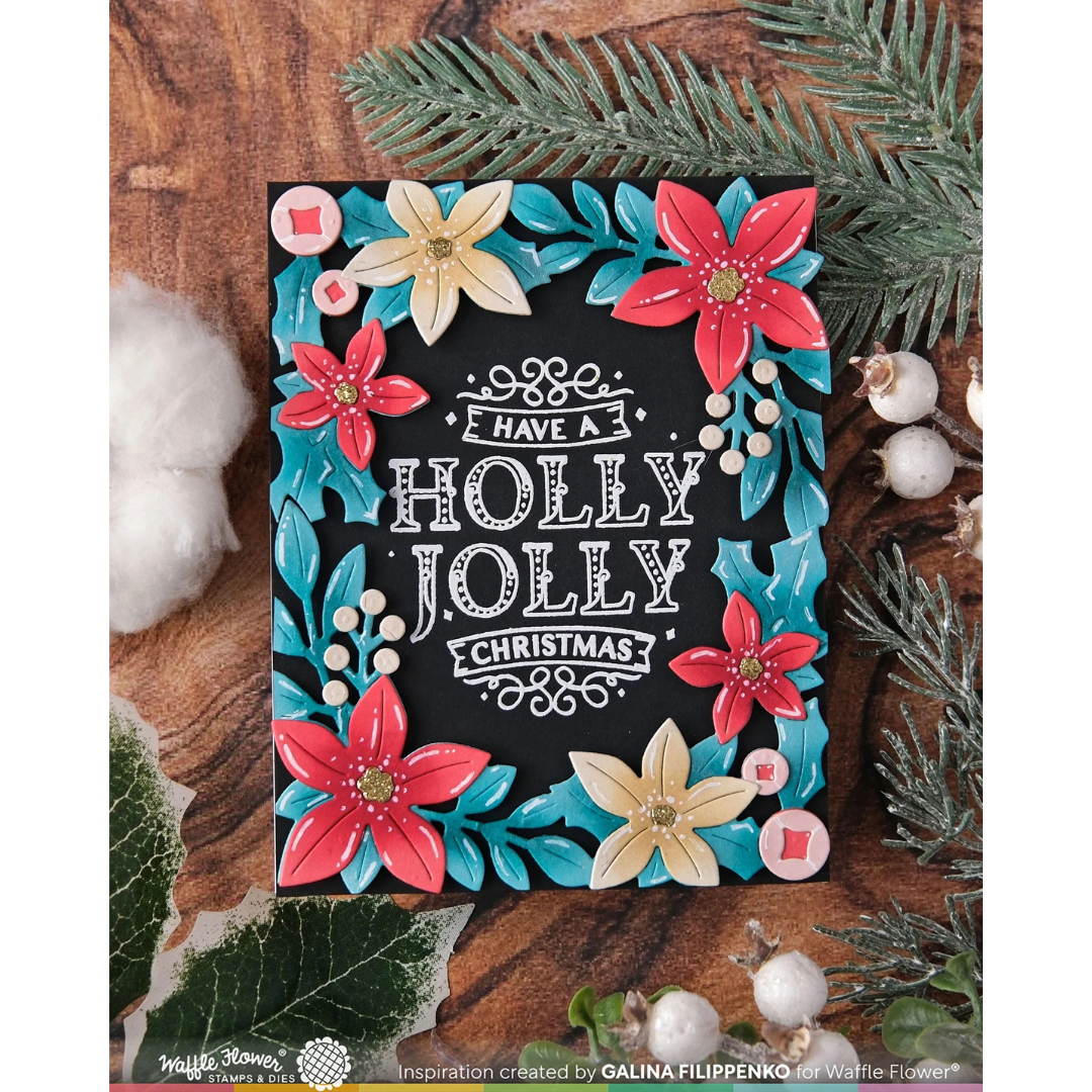 Waffle Flower - Poinsettia Frame Sentiments Stamp Set