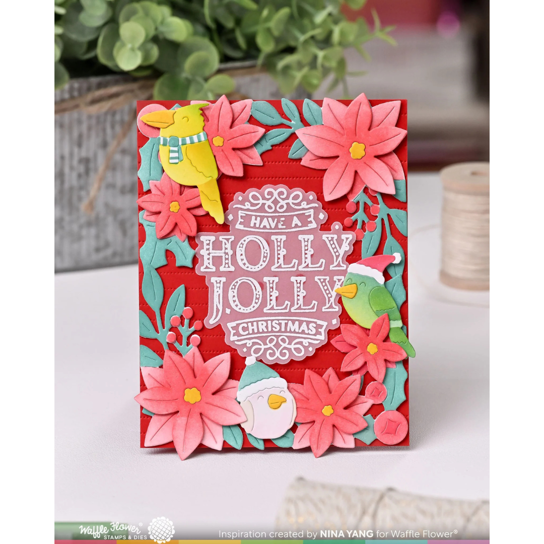 Waffle Flower - Poinsettia Frame Sentiments Matching Die