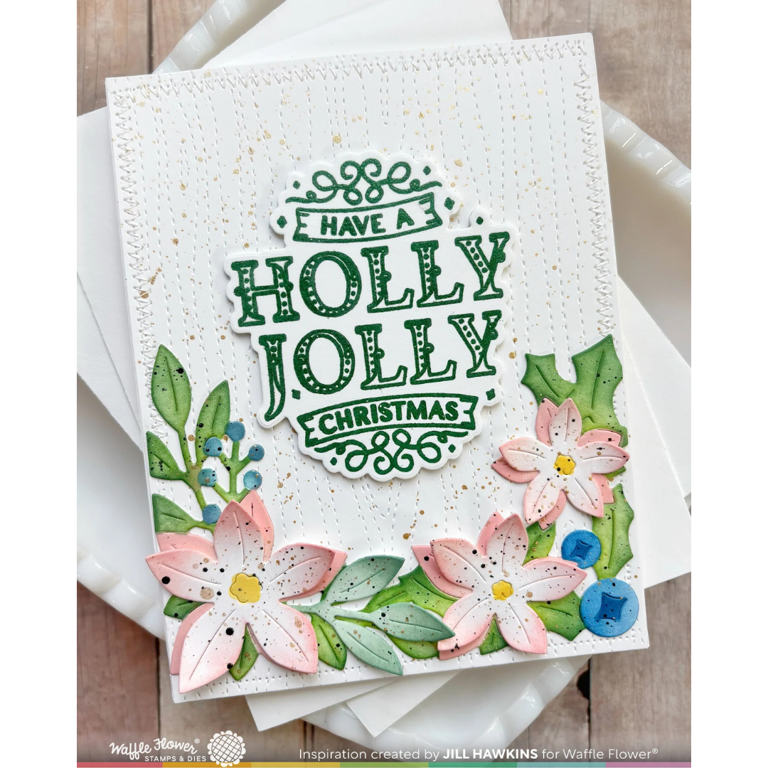 Waffle Flower - Poinsettia Frame Sentiments Combo