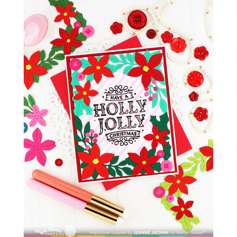 Waffle Flower - Poinsettia Frame Sentiments Matching Die