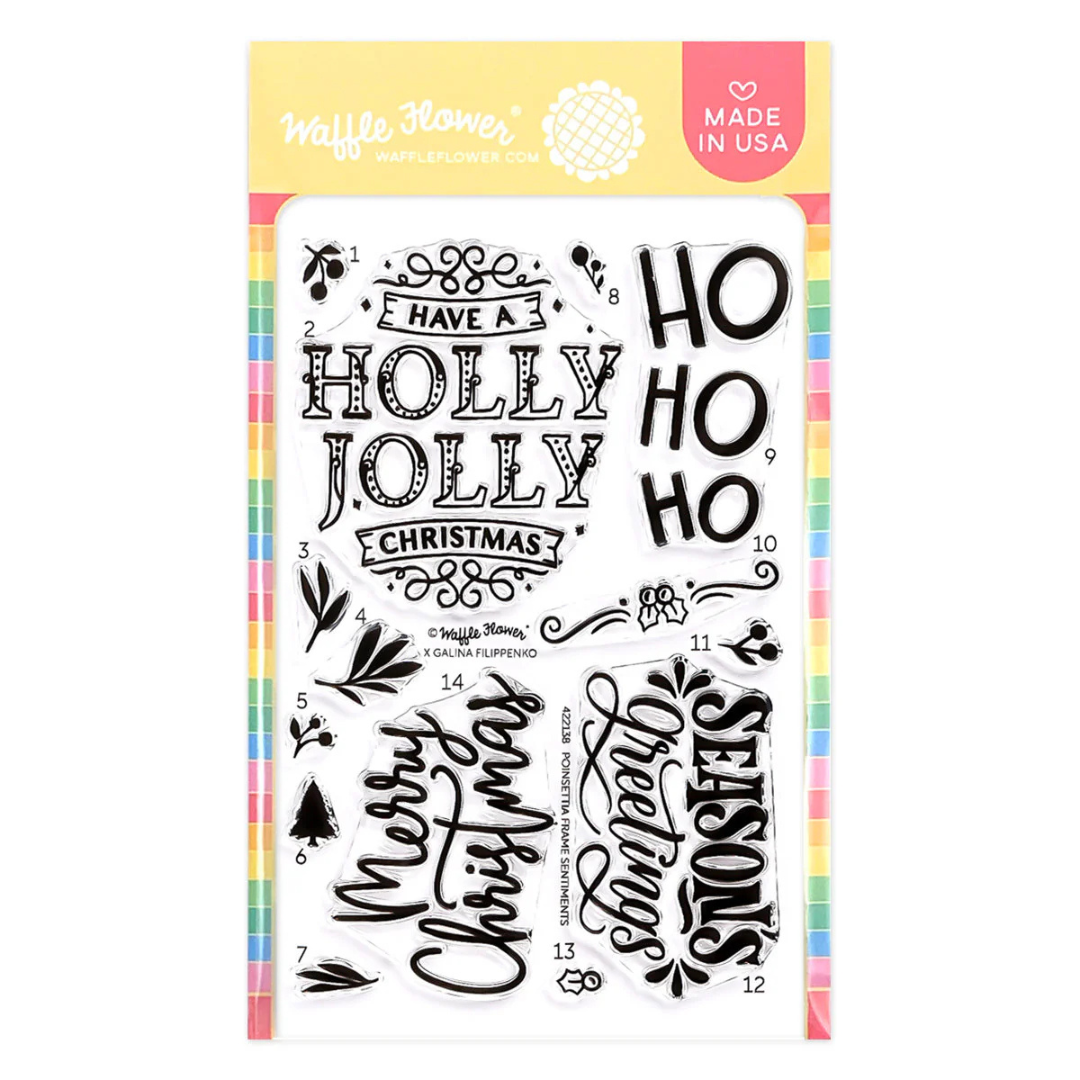 Waffle Flower - Poinsettia Frame Sentiments Stamps