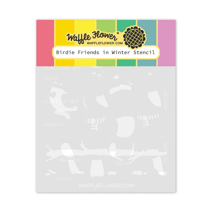 Waffle Flower - Birdie Friends in Winter Stencil