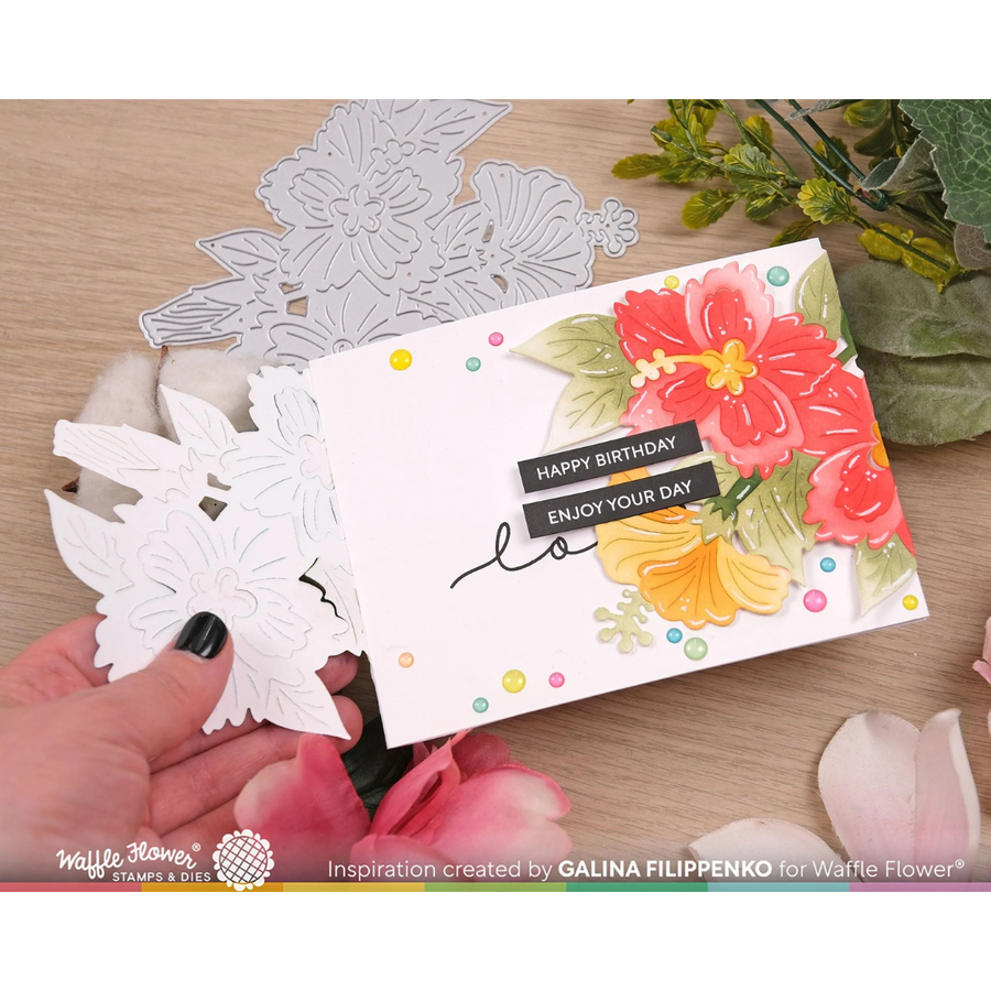 Waffle Flower - Hibiscus Cluster Stencil