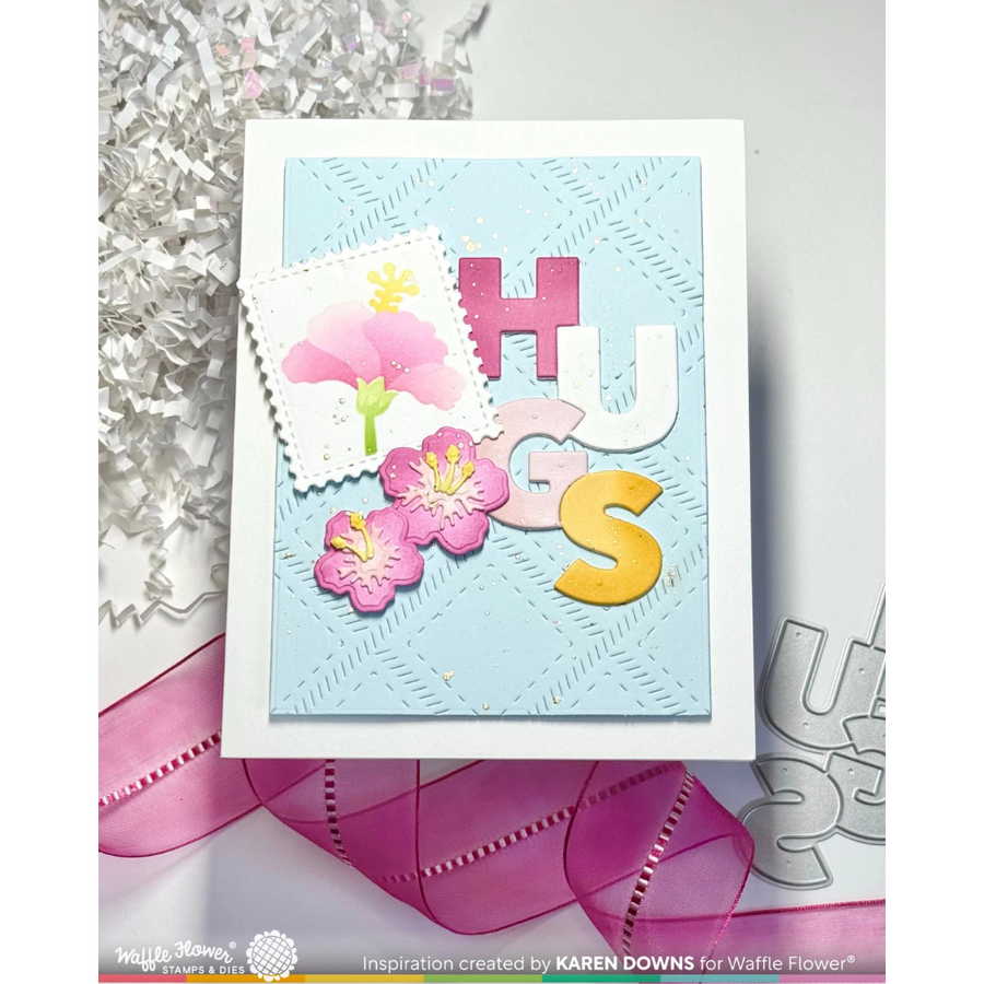 Waffle Flower - Postage Collage Tropical Flowers Stencil