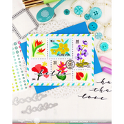 Waffle Flower - Postage Collage Tropical Flowers Stencil