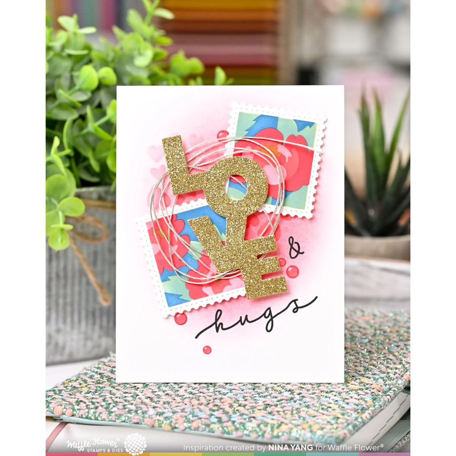 Waffle Flower - Overlapping Vertical Love Word Die