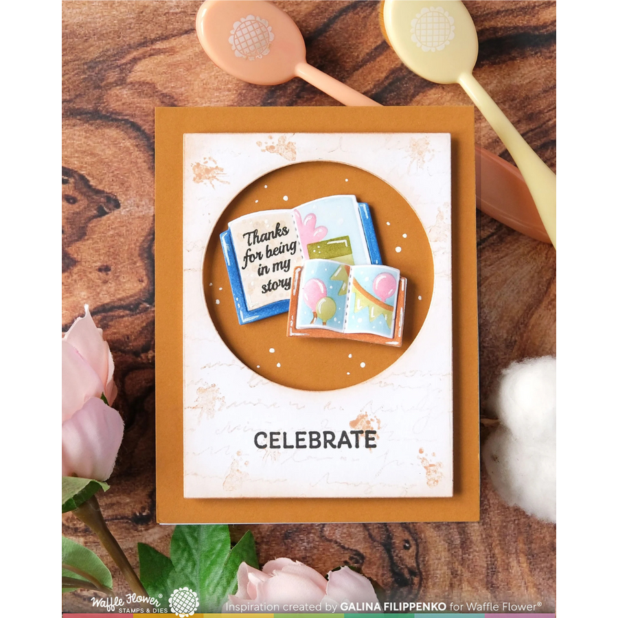 Waffle Flower - Open Book Trio Sentiments Stamp Set