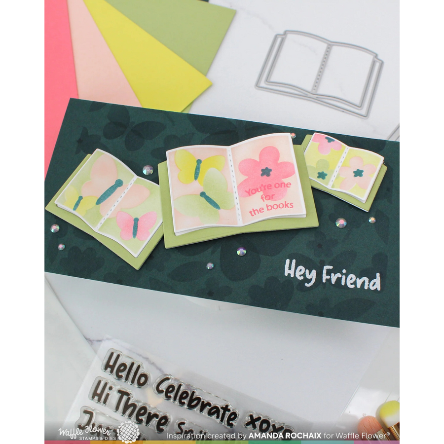 Waffle Flower - Open Book Trio Sentiments Stamp Set