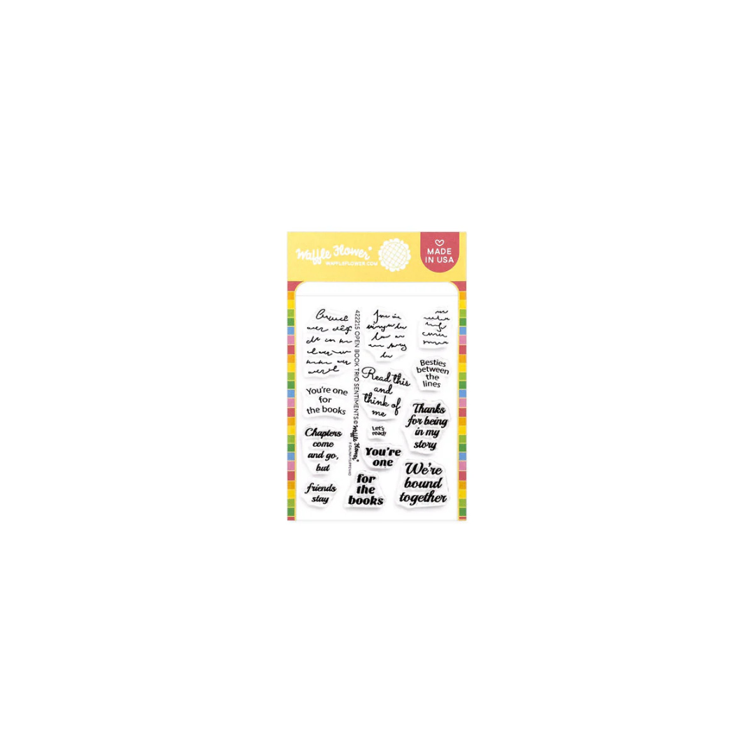 Waffle Flower - Open Book Trio Sentiments Stamp Set