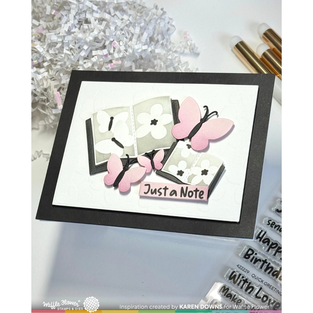 Waffle Flower - Open Book Trio Birthday Stencil