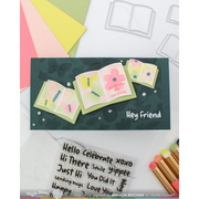 Waffle Flower - Open Book Trio Birthday Stencil