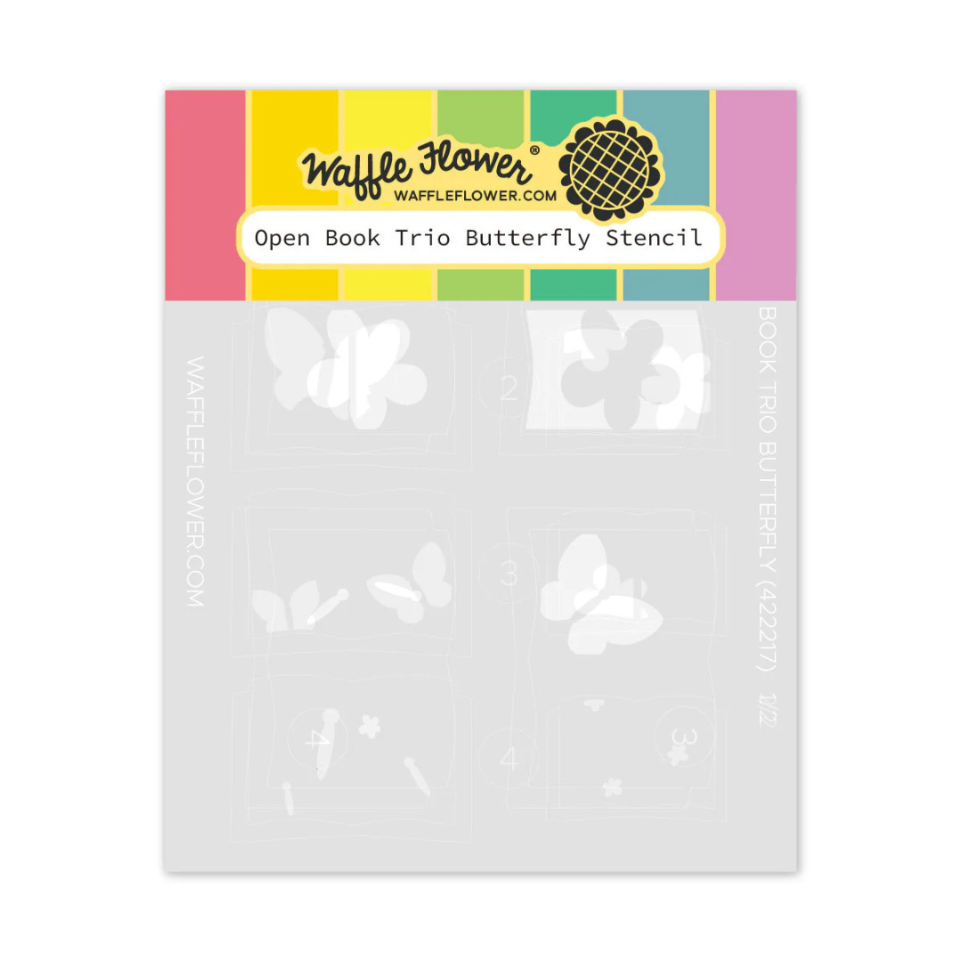 Waffle Flower - Open Book Trio Birthday Stencil