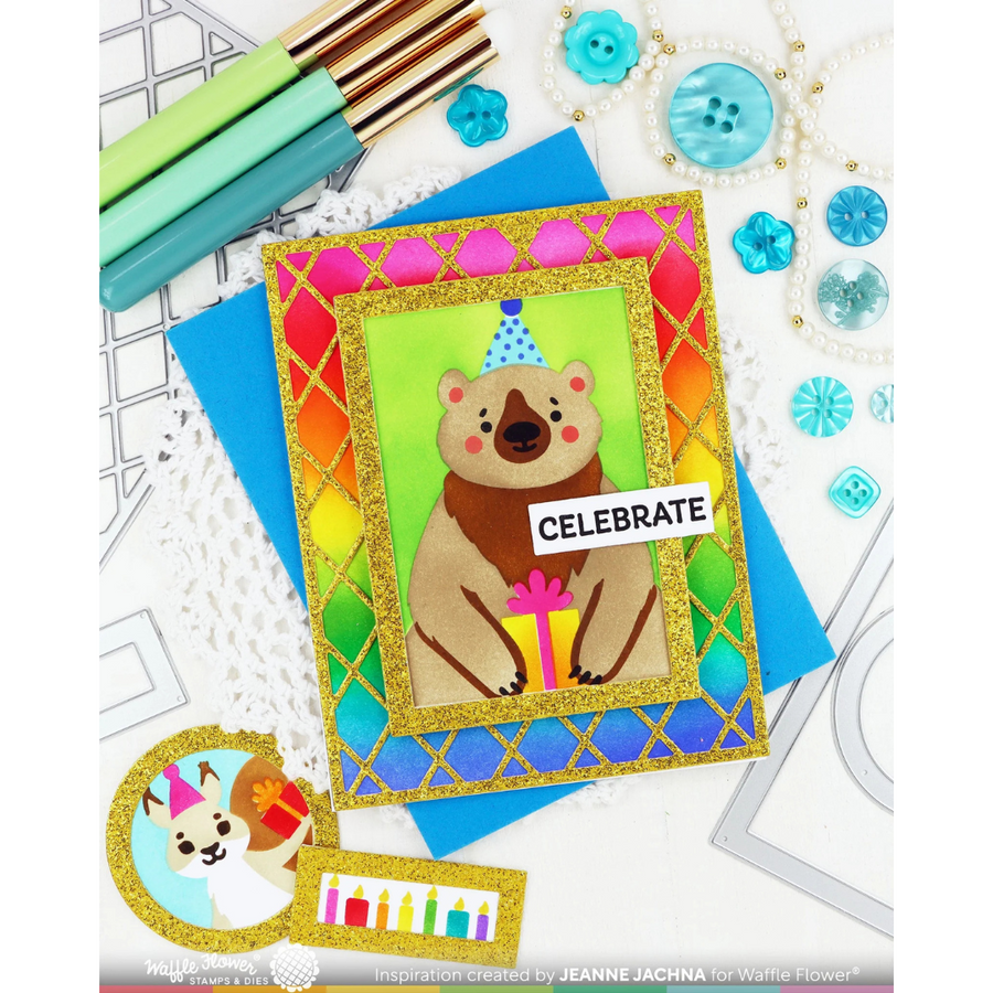 Waffle Flower - Nesting Postage Collage Greetings Stamp Set