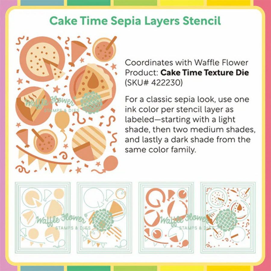 Waffle Flower - Cake Time Sepia Layers Stencil (PRE-ORDER)