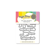 Waffle Flower Real Hoot Sentiments Matching Die that coordinates with the Real Hoot Sentiments Stamp Set, featuring metal cutting dies on a white backing card with a colorful striped header.