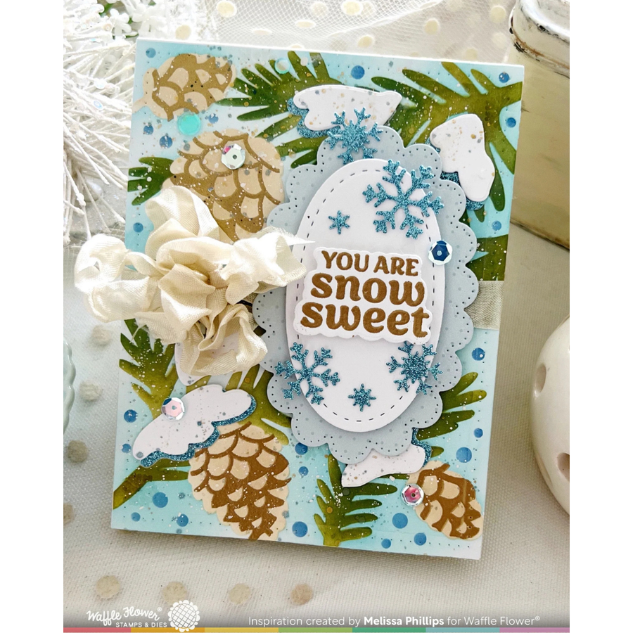 Waffle Flower - Snowcapped Pinecone Details Stamp Set