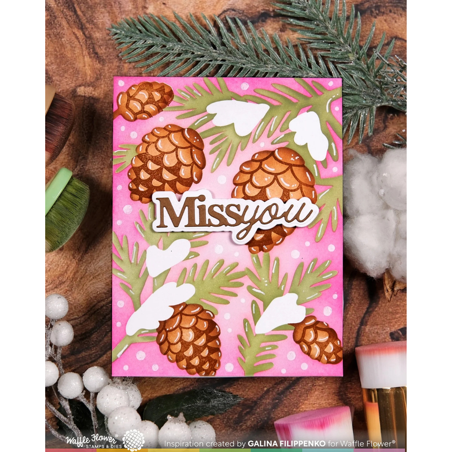Waffle Flower - Snowcapped Pinecone Stencil