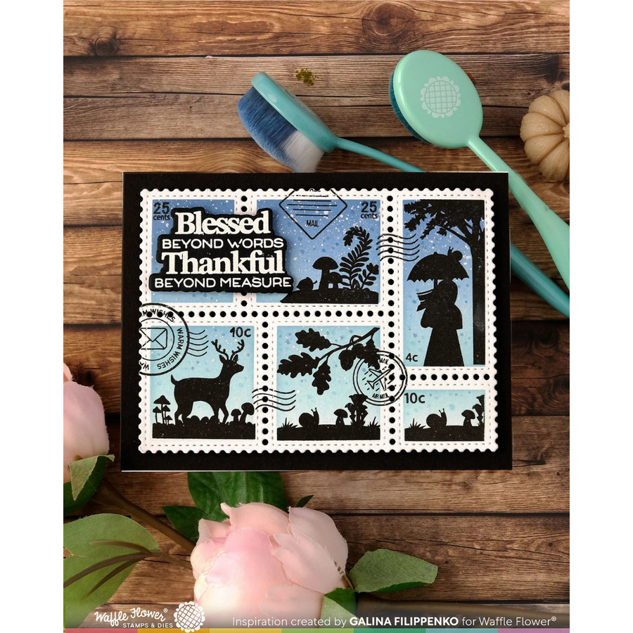 Waffle Flower - Postage Collage Autumn Sunset Stamp Set (PRE-ORDER)