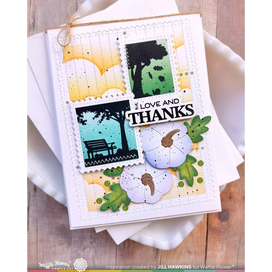 Waffle Flower - Postage Collage Autumn Sunset Stamp Set (PRE-ORDER)