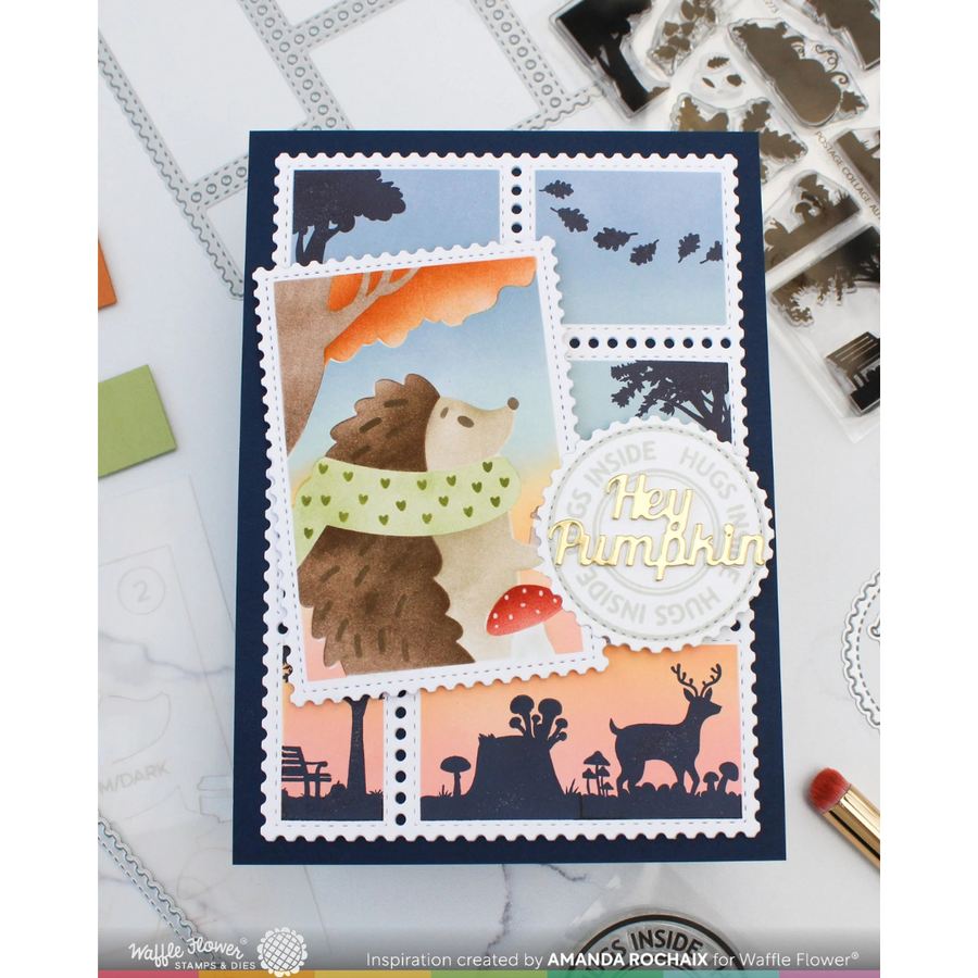 Waffle Flower - Postage Collage Autumn Sunset Stamp Set (PRE-ORDER)