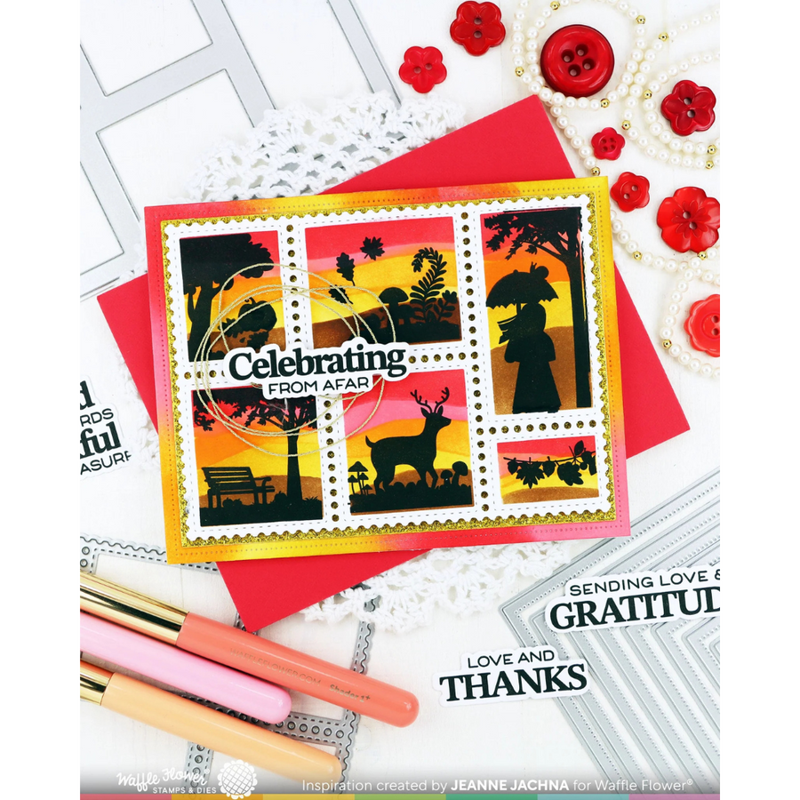 Waffle Flower - Postage Collage Autumn Sunset Stamp Set (PRE-ORDER)