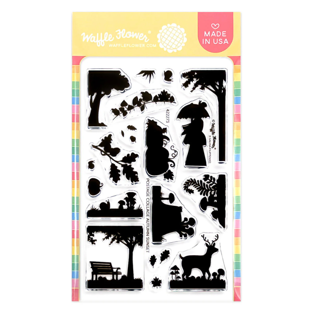 Waffle Flower - Postage Collage Autumn Sunset Stamp Set