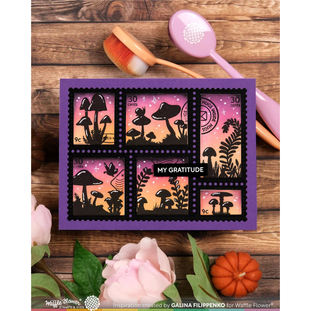 Waffle Flower - Postage Collage Mush Love Stamp Set