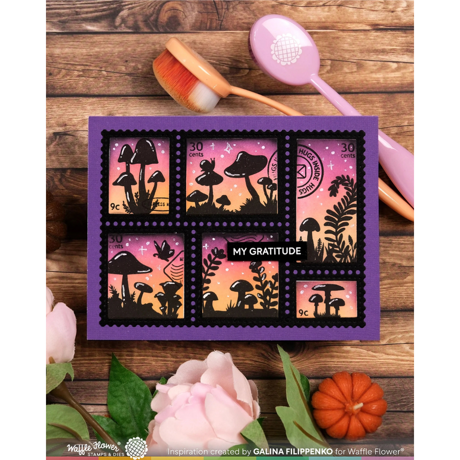 Waffle Flower - Postage Collage Mush Love Stamp Set