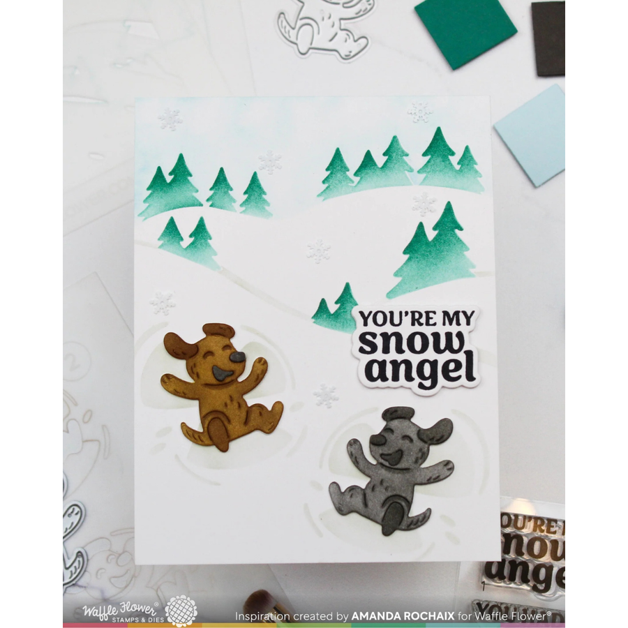 Waffle Flower - Snow Angel Pup Duo Die-n-stencil