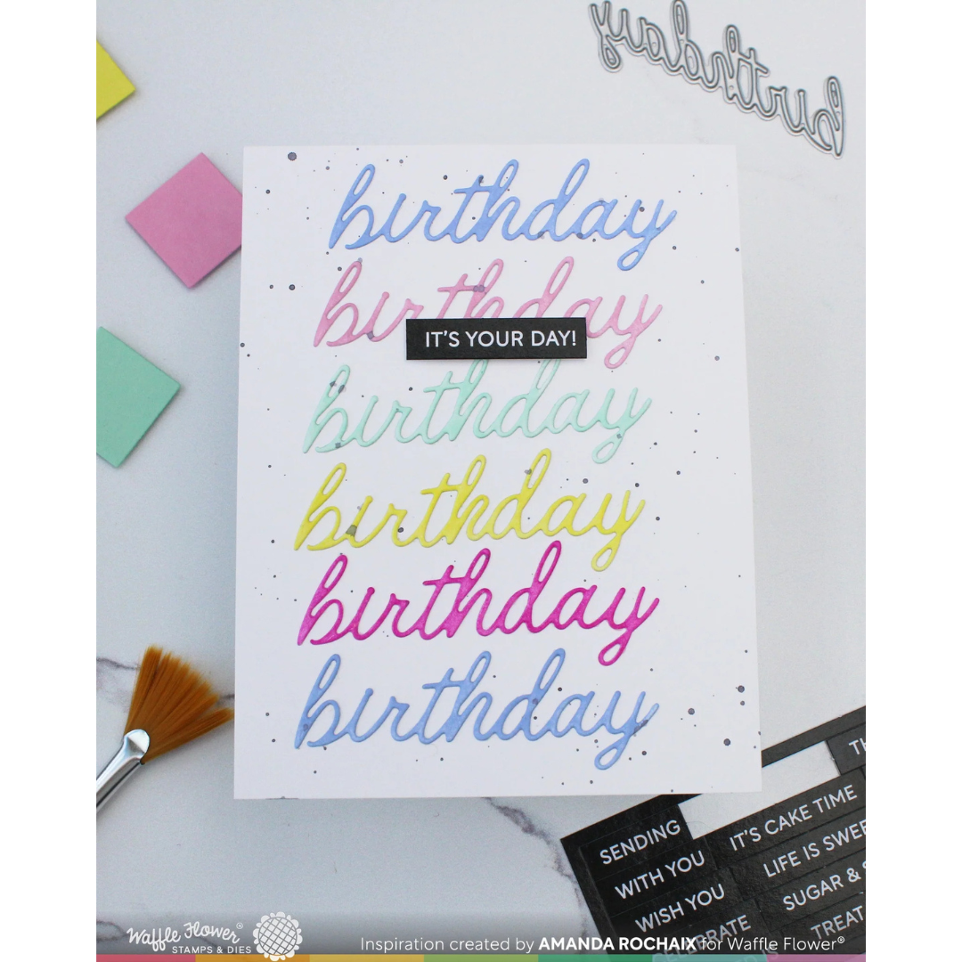 Waffle Flower - Script Birthday Die (PRE-ORDER)
