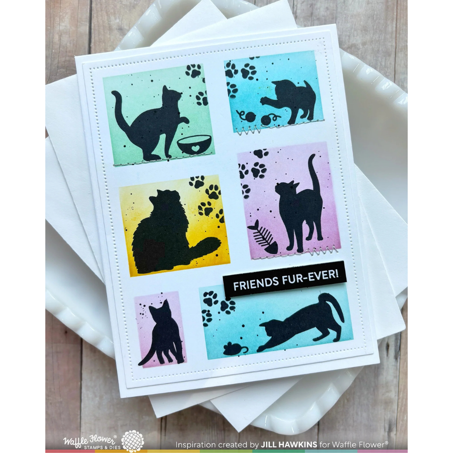 Waffle Flower - Postage Collage Cat Silhouettes Stamp Set