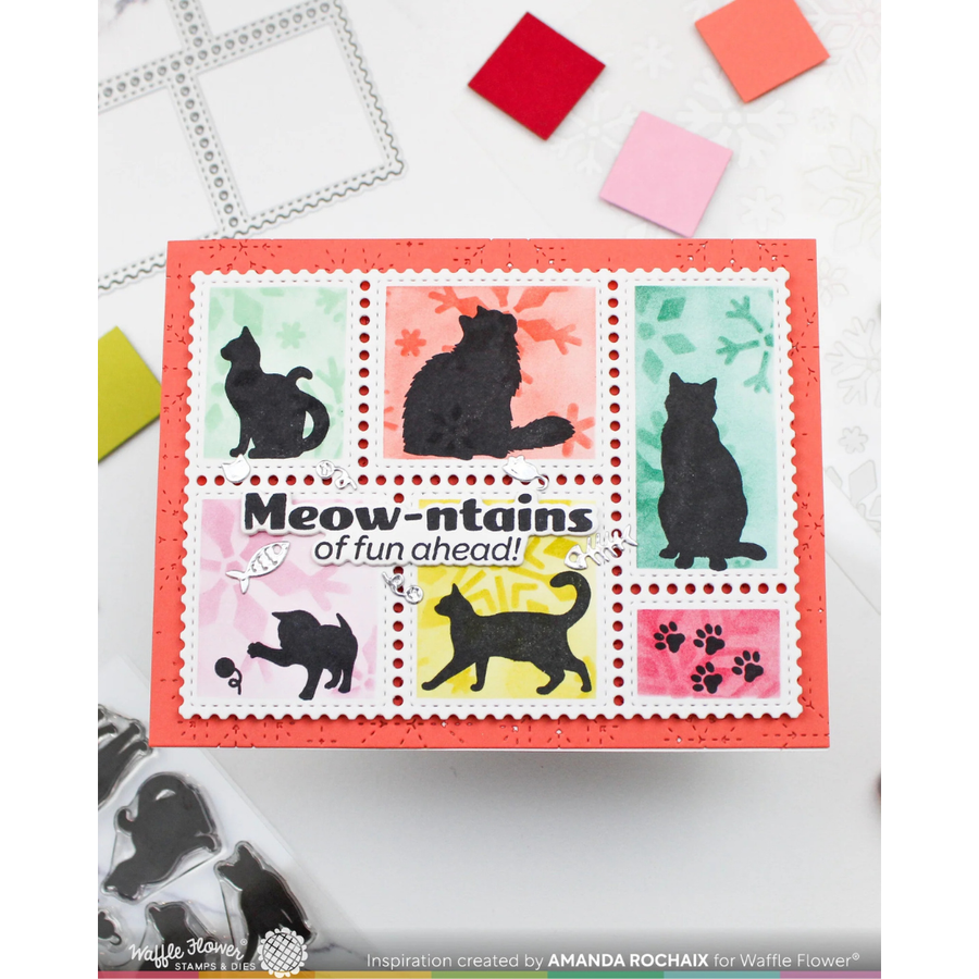 Waffle Flower - Postage Collage Cat Silhouettes Stamp Set