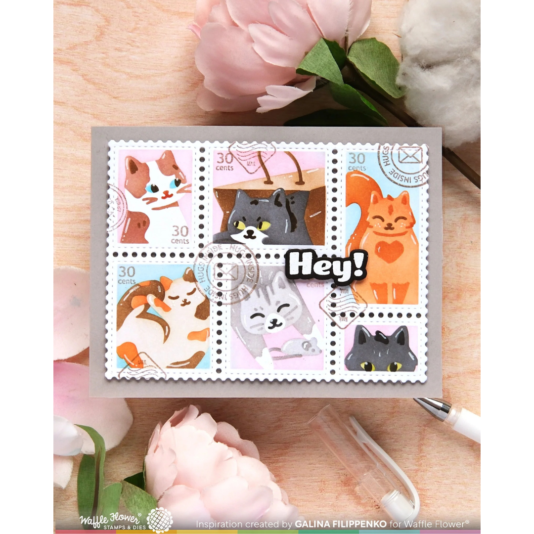 Waffle Flower - Postage Collage Meow Stencil